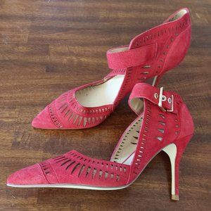 Ivanka Trump red suede heel with ankle strap